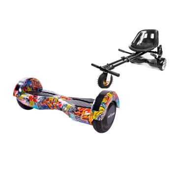 Paquet Go-Kart Hoverboard, Smart Balance Transformers HipHop Orange, 8 Pouces, Deux Moteurs 36V, 700Watts, Bluetooth, Lumieres L