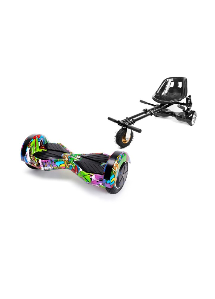 Hoverboard Go-Kart Pack, Smart Balance Transformers Multicolor, 8 INCH, Dual Motors 36V, 700Wat, Bluetooth Speakers, LED Lights