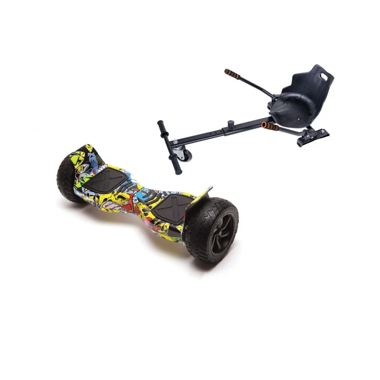 8.5 inch Hoverboard with Standard Hoverkart, Hummer HipHop, Extended Range and Black Ergonomic Seat, Smart Balance