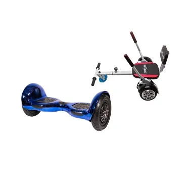 Pacchetto Hoverboard Go-Kart, Smart Balance OffRoad ElectroBlue, 10 Pollici, Doppio Motore 36V, 700Wat, Altoparlanti Bluetooth,