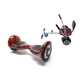 Hoverboard Go-Kart Pack, Smart Balance OffRoad Flame, 10 Tommer, dubbele motoren 36V, 700 Wat, Bluetooth-luidsprekers, LED-verl