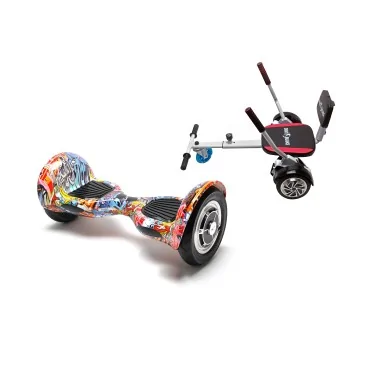 Hoverboard Go-Kart Pack, Smart Balance OffRoad HipHop Orange, 10 Tommer, dubbele motoren 36V, 700 Wat, Bluetooth-luidsprekers,