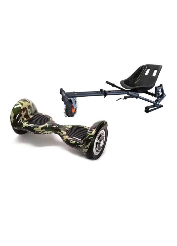 Paquet Go-Kart Hoverboard, Smart Balance OffRoad Camouflage, 10 Pouces, Deux Moteurs 36V, 700Watts, Bluetooth, Lumieres LED , Ho