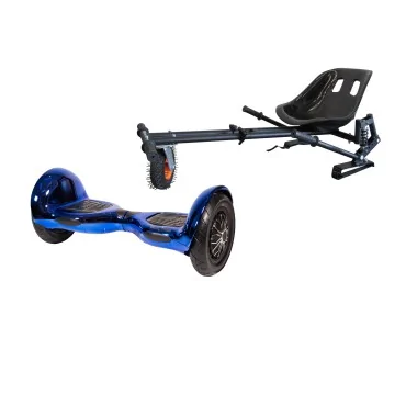 10 inch Hoverboard with Suspensions Hoverkart, Off-Road ElectroBlue, Extended Range and Black Seat with Double Suspension Set, Smart Balance