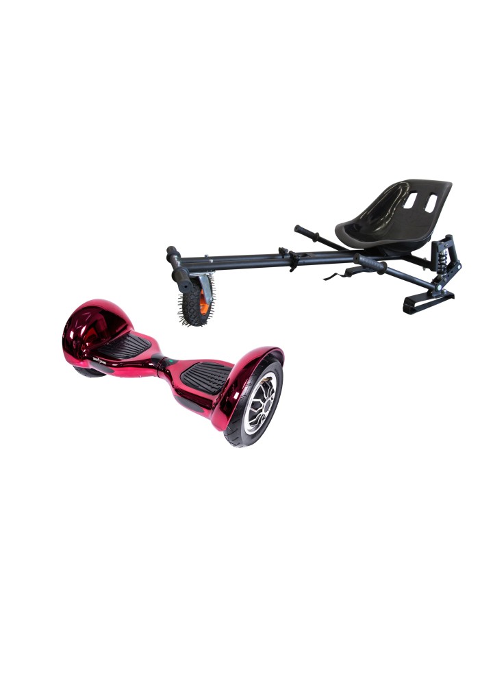 Paquet Go-Kart Hoverboard, Smart Balance OffRoad ElectroPink, 10 Pouces, Deux Moteurs 36V, 700Watts, Bluetooth, Lumieres LED , H
