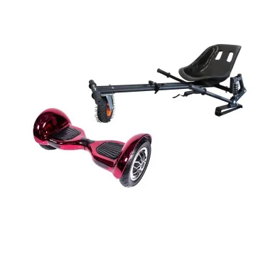 10 inch Hoverboard with Suspensions Hoverkart, Off-Road ElectroPink, Extended Range and Black Seat with Double Suspension Set, Smart Balance