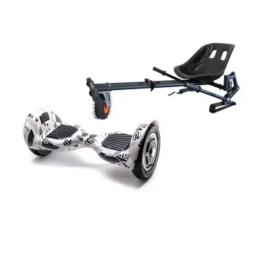 10 inch Hoverboard with Suspensions Hoverkart, Off-Road NewsPaper, Extended Range and Black Seat with Double Suspension Set, Smart Balance