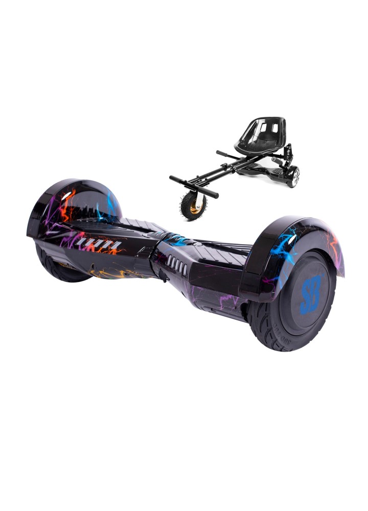 Hoverboard Go-Kart Pack, Smart Balance Transformers Thunderstorm, 8 INCH, Dual Motors 36V, 700Wat, Bluetooth Speakers, LED Ligh