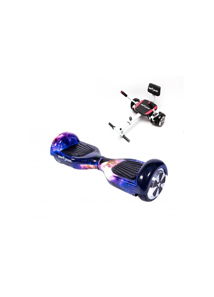 Paquet Go-Kart Hoverboard, Smart Balance Regular Galaxy Orange, 6.5 Pouces, Deux Moteurs 36V, 700Watts, Bluetooth, Lumieres LED 