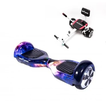 6.5 inch Hoverboard with Hoverkart, Premium Soft Seat, 15 km/h, UL2272 Certified, Bluetooth, Led Lighting, 700W Power, 4Ah Battery, Smart Balance, Regular Galaxy Orange