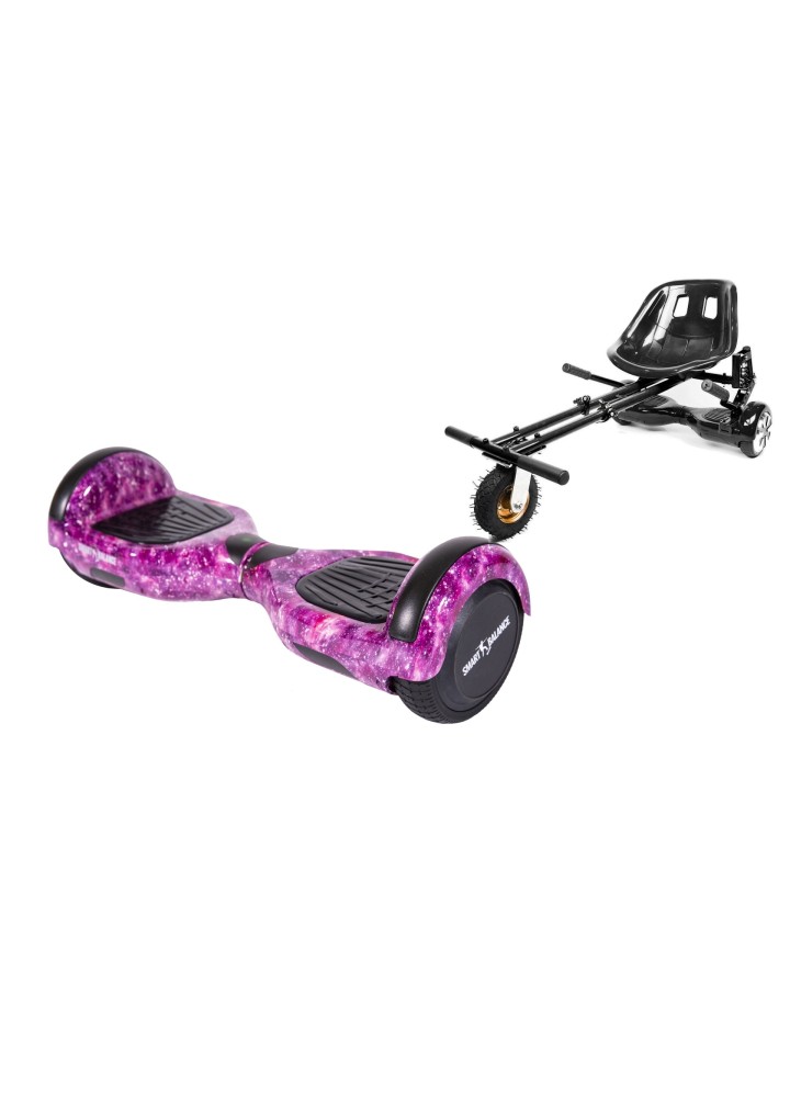 Hoverboard Go-Kart Pack, Smart Balance Regular Galaxy Pink, 6.5 INCH, Dual Motors 36V, 700Wat, Bluetooth Speakers, LED Lights, 