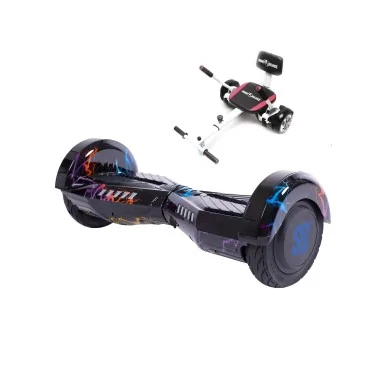 6.5 inch Hoverboard with Hoverkart, Premium Soft Seat, 15 km/h, UL2272 Certified, Bluetooth, Led Lighting, 700W Power, 4Ah Battery, Smart Balance, Transformers Thunderstorm Blue