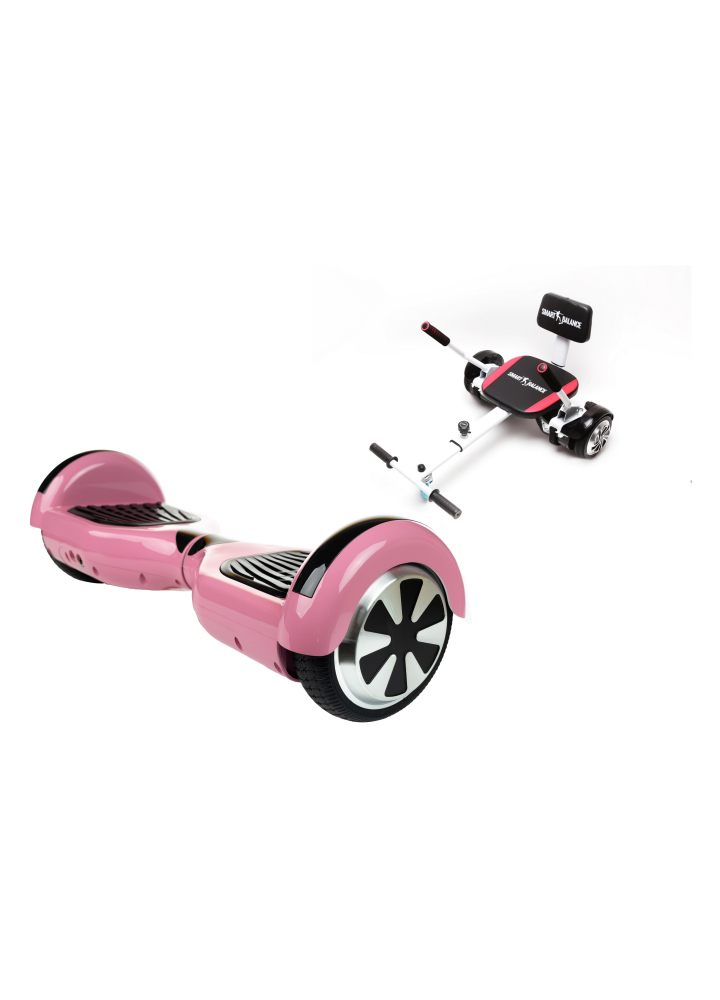 Paket Hoverboard Go-Kart, Smart Balance Regular Pink, 6.5 Tum, Dual Motors 36V, 700Wat, Bluetooth-hogtalare, LED-ljus, Premium 