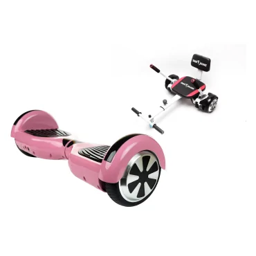 6.5 inch Hoverboard with Hoverkart, Premium Soft Seat, 15 km/h, UL2272 Certified, Bluetooth, Led Lighting, 700W Power, 4Ah Battery, Smart Balance, Regular Pink