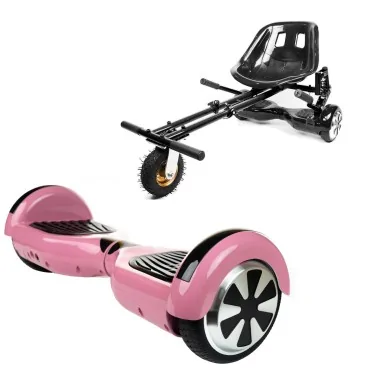 6.5 inch Hoverboard with Suspensions Hoverkart, Regular Pink, Extended Range and Black Seat with Double Suspension Set, Smart Balance