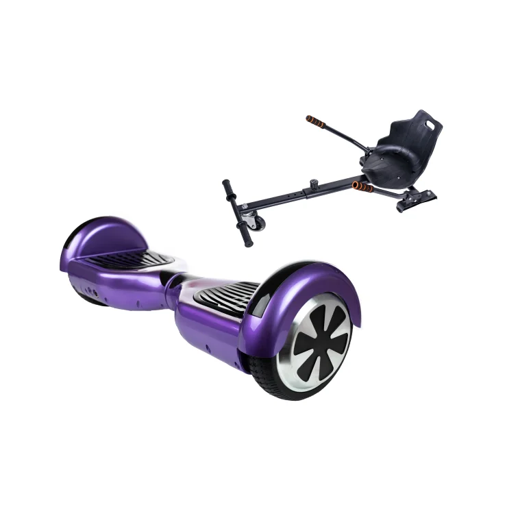 6.5 inch Hoverboard with Standard Hoverkart, Regular Purple, Extended Range and Black Ergonomic Seat, Smart Balance