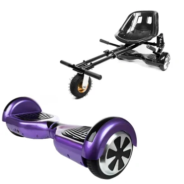 6.5 inch Hoverboard with Suspensions Hoverkart, Regular Purple, Extended Range and Black Seat with Double Suspension Set, Smart Balance