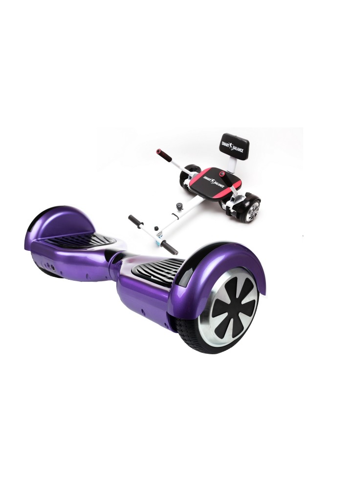 Hoverboard Paket Go-Kart, Smart Balance Regular Purple, 6.5 Zoll, Doppelmotoren 36V, 700 Watt, Bluetooth-Lautsprecher, LED-Leuch