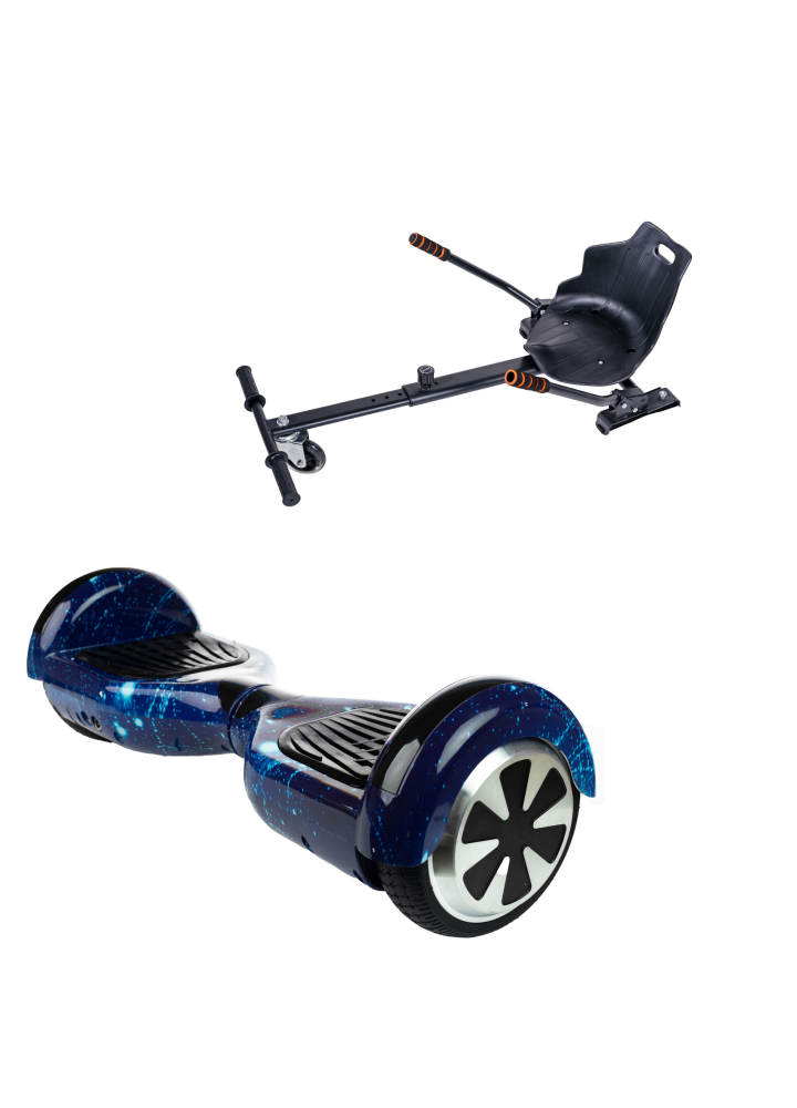 Hoverboard Go-Kart Pack, Smart Balance Regular Galaxy Blue, 6.5 INCH, Dual Motors 36V, 700Wat, Bluetooth Speakers, LED Lights, 