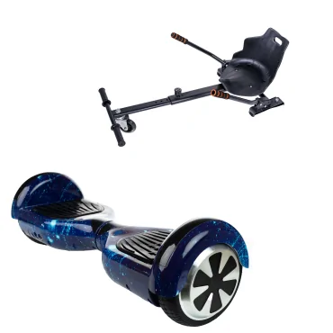6.5 inch Hoverboard with Standard Hoverkart, Regular Galaxy Blue, Extended Range and Black Ergonomic Seat, Smart Balance