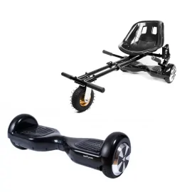 6.5 inch Hoverboard with Suspensions Hoverkart, Regular Black, Extended Range and Black Seat with Double Suspension Set, Smart Balance