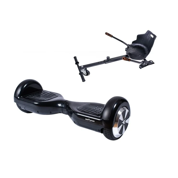 6.5 inch Hoverboard met Standaard Hoverkart, Regular Black, Verlengde Afstand en Zwarte Hoverkart, Smart Balance