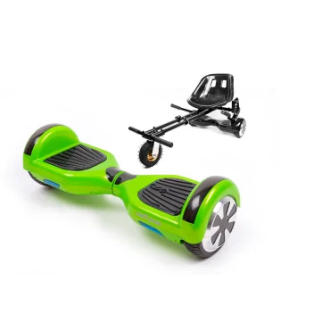 6.5 inch Hoverboard with Suspensions Hoverkart, Regular Green, Extended Range and Black Seat with Double Suspension Set, Smart Balance