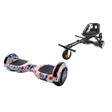 6.5 inch Hoverboard with Suspensions Hoverkart, Regular Splash, Extended Range and Black Seat with Double Suspension Set, Smart Balance
