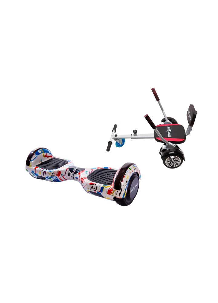 Paket Hoverboard Go-Kart, Smart Balance Regular Splash, 6.5 Tum, Dual Motors 36V, 700Wat, Bluetooth-hogtalare, LED-ljus, Premiu