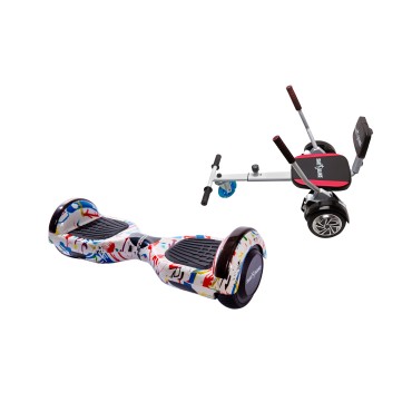 Hoverboard Go-Kart Pack, Smart Balance Regular Splash, 6.5 INCH, Dual Motors 36V, 700Wat, Bluetooth Speakers, LED Lights, Premi