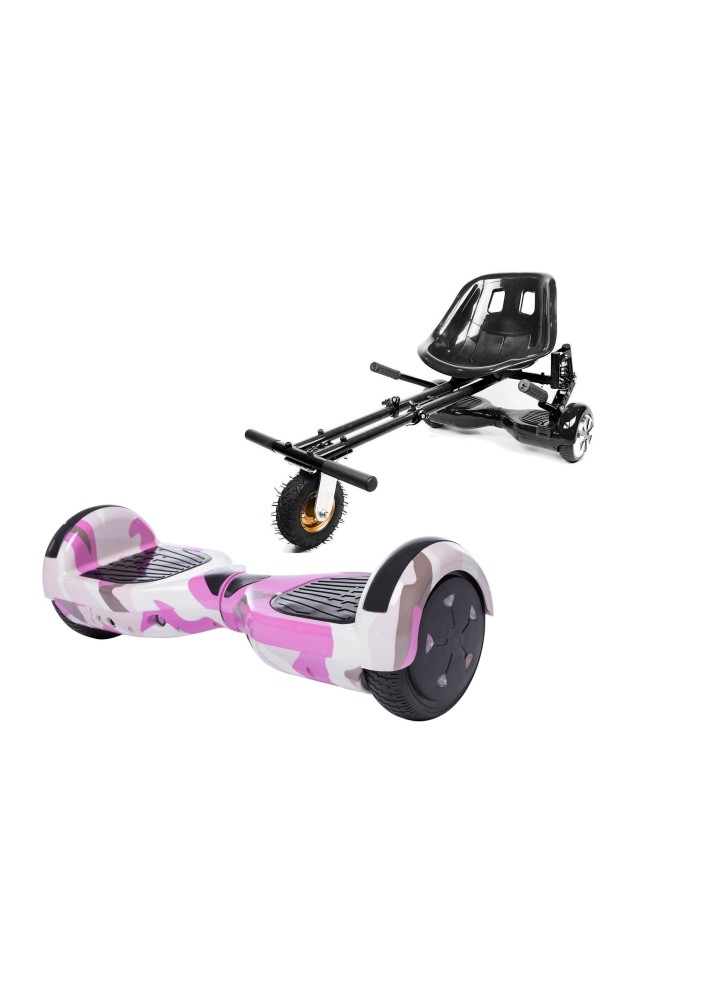 Paket Hoverboard Go-Kart, Smart Balance Regular Camouflage Pink, 6.5 Tum, Dual Motors 36V, 700Wat, Bluetooth-hogtalare, LED-lju