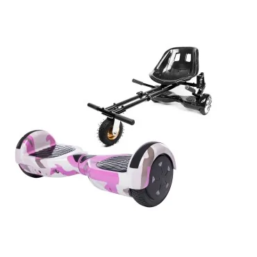 Hoverboard Go-Kart Pack, Smart Balance Regular Camouflage Pink, 6.5 Tommer, dubbele motoren 36V, 700 Wat, Bluetooth-luidsprekers