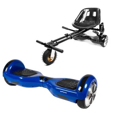 6.5 inch Hoverboard with Suspensions Hoverkart, Regular Blue, Extended Range and Black Seat with Double Suspension Set, Smart Balance