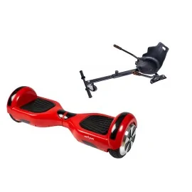 6.5 inch Hoverboard with Hoverkart, Ergonomic Seat, 15 km/h, UL2272 Certified, Bluetooth, Led Lighting, 700W Power, 4Ah Battery, Smart Balance, Regular Red