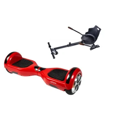 6.5 inch Hoverboard with Standard Hoverkart, Regular Red, Extended Range and Black Ergonomic Seat, Smart Balance