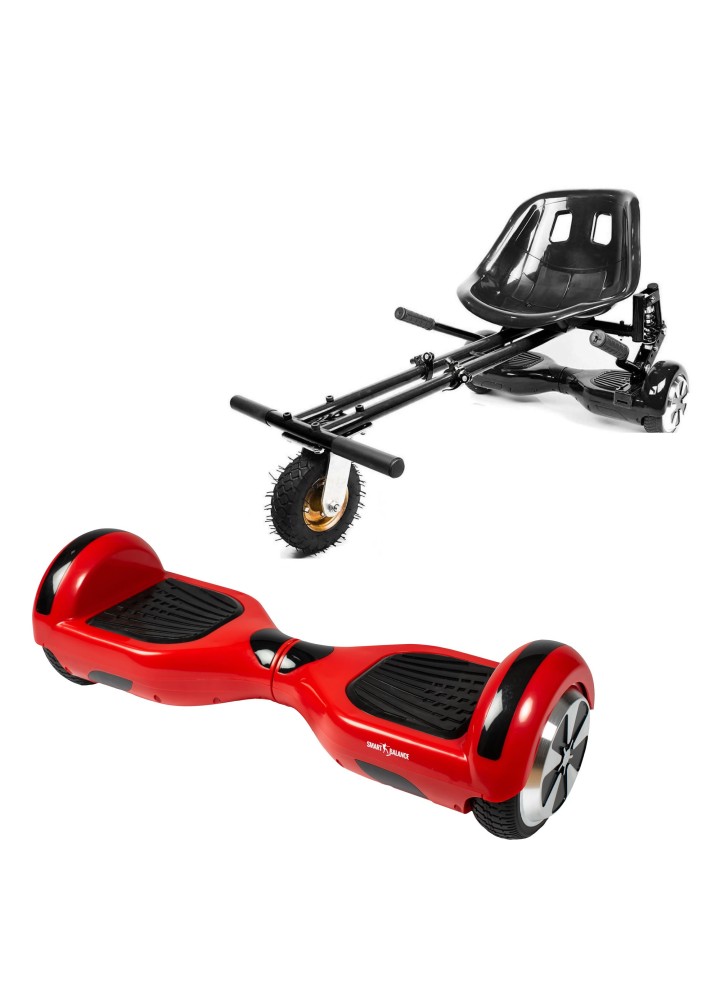Paket Hoverboard Go-Kart, Smart Balance Regular Red, 6.5 Tum, Dual Motors 36V, 700Wat, Bluetooth-hogtalare, LED-ljus, Premium A