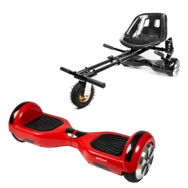 6.5 inch Hoverboard with Suspensions Hoverkart, Regular Red, Extended Range and Black Seat with Double Suspension Set, Smart Balance
