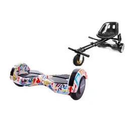 6.5 inch Hoverboard with Suspensions Hoverkart, Transformers Splash, Extended Range and Black Seat with Double Suspension Set, Smart Balance