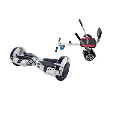 Paket Hoverboard Go-Kart, Smart Balance Transformers News Paper, 6.5 Tum, Dual Motors 36V, 700Wat, Bluetooth-hogtalare, LED-lju