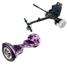 10 inch Hoverboard with Standard Hoverkart, Off-Road Galaxy, Extended Range and Black Ergonomic Seat, Smart Balance