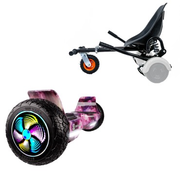 8.5 inch Hoverboard with Suspensions Hoverkart, Hummer Galaxy Pink PRO, Extended Range and Black Seat with Double Suspension Set, Smart Balance