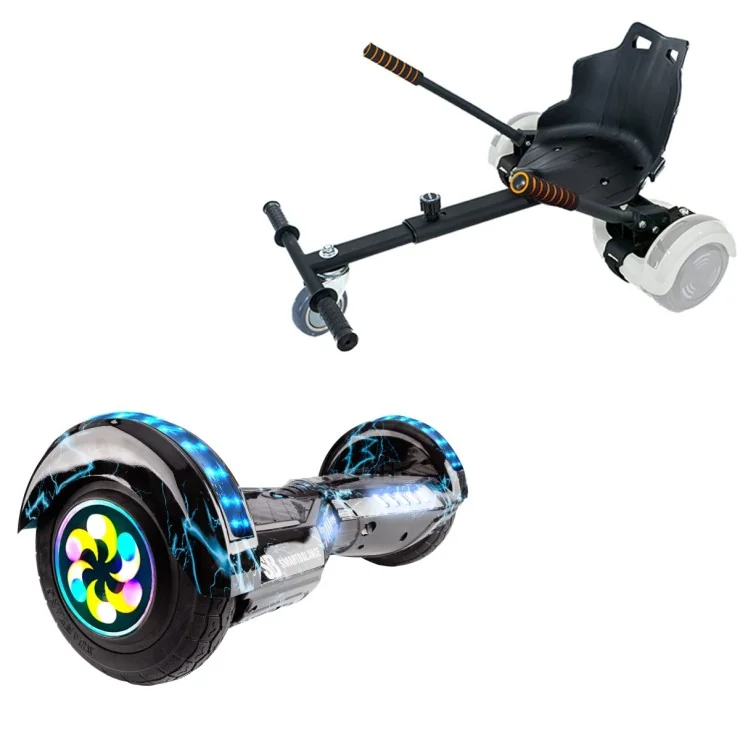 Paket Hoverboard Standard Go Kart 8 tums, Transformers Thunderstorm Blue PRO, Lång Räckvidd och Svart Hoverkart, Smart Balance