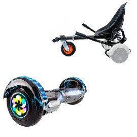 Hoverboard 8 Pouces et Hoverkart avec Amortisseurs, Transformers Thunderstorm Blue PRO, Grande Autonomie et Hoverkart Noir avec Amortisseurs, Smart Balance