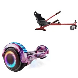 6.5 inch Hoverboard met Standaard Hoverkart, Regular Galaxy Pink PRO, Verlengde Afstand en Rood Hoverkart, Smart Balance