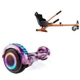 6.5 Zoll Hoverboard mit Standard Sitz, Regular Galaxy Pink PRO, Standard Reichweite und Orange Hoverboard Sitz, Smart Balance