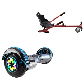 8 inch Hoverboard met Standaard Hoverkart, Transformers Thunderstorm Blue PRO, Verlengde Afstand en Rood Hoverkart, Smart Balance