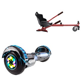 Paket Hoverboard Standard Go Kart 8 tums, Transformers Thunderstorm Blue PRO, Lång Räckvidd och Röd Hoverkart, Smart Balance