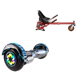 8 inch Hoverboard with Suspensions Hoverkart, Transformers Thunderstorm Blue PRO, Extended Range and Red Seat with Double Suspension Set, Smart Balance