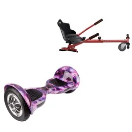 10 inch Hoverboard with Standard Hoverkart, Off-Road Galaxy, Extended Range and Red Ergonomic Seat, Smart Balance