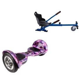 10 inch Hoverboard met Standaard Hoverkart, Off-Road Galaxy, Verlengde Afstand en Blauw Hoverkart, Smart Balance